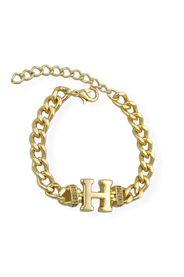 Premium H Harf Bileklik Zirkon Taş