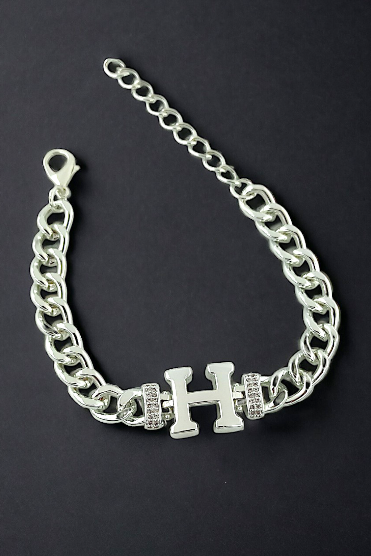 Premium H Harf Bileklik Zirkon Taş