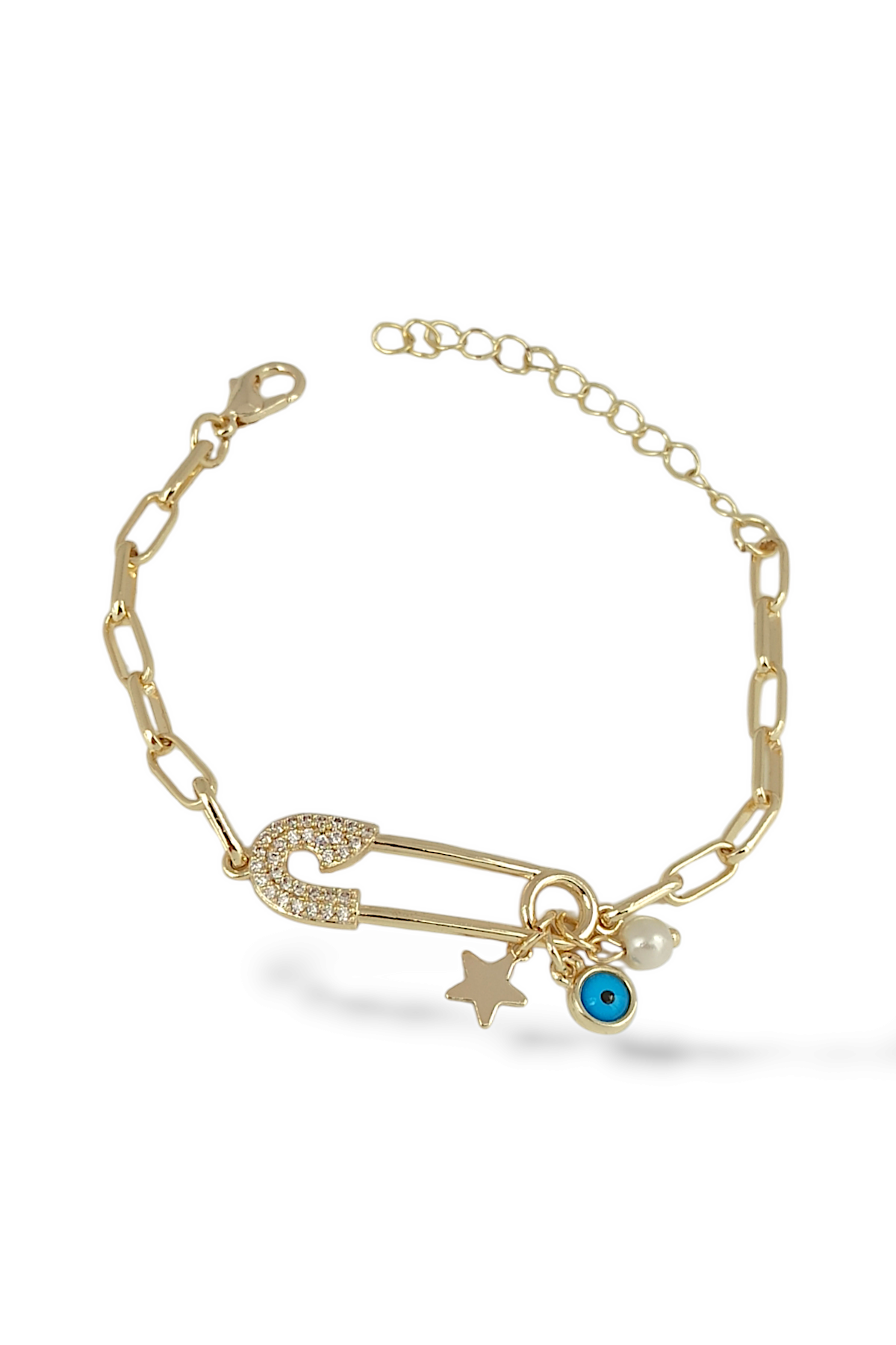 Premium İnci Detay Taşlı Çatal İğne Bileklik