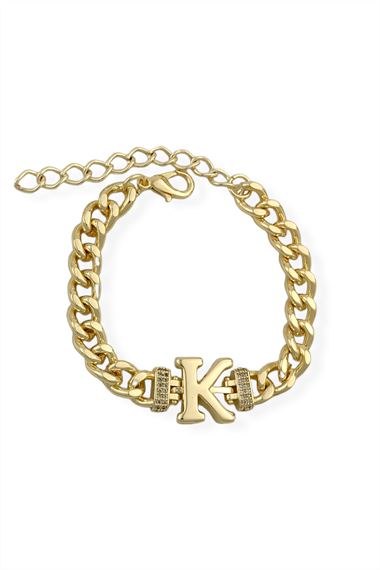 Premium K Harf Bileklik Zirkon Taş