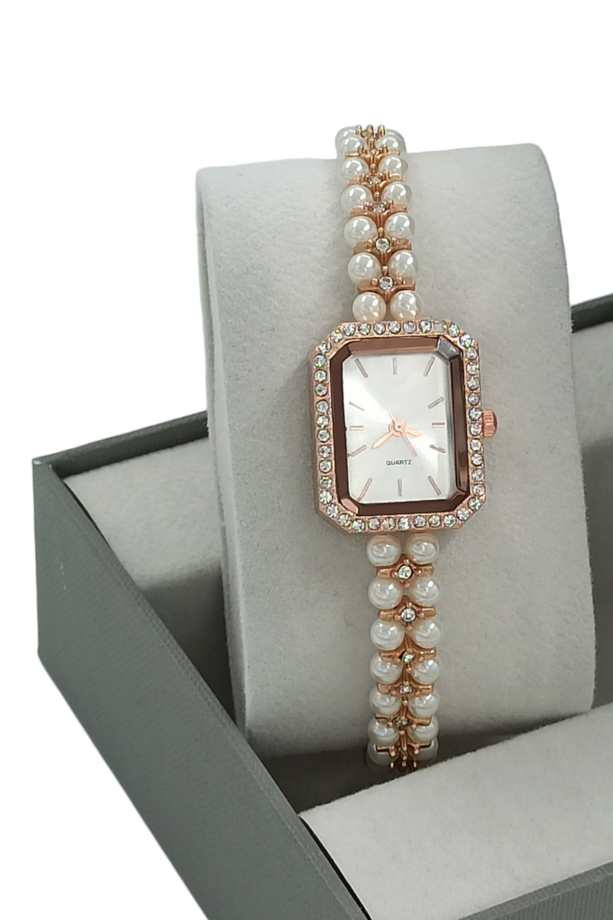 Premium Kare Kadran İncili Saat