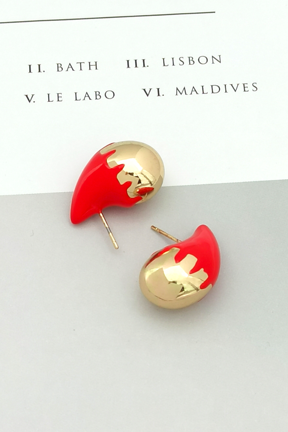 Premium Kırmızı Damla Bottega Küpe