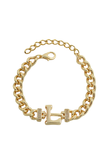 Premium L Harf Bileklik Zirkon Taş