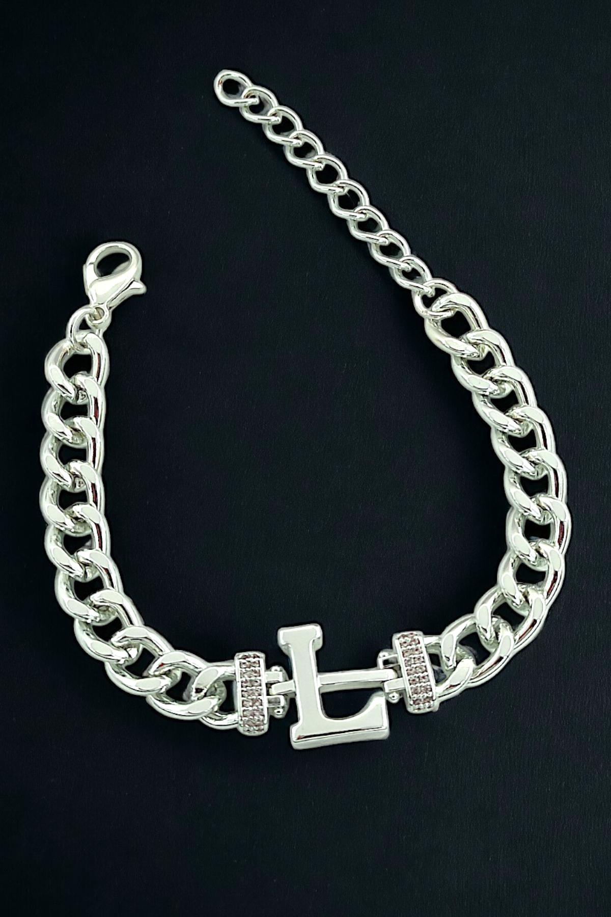 Premium L Harf Bileklik Zirkon Taş