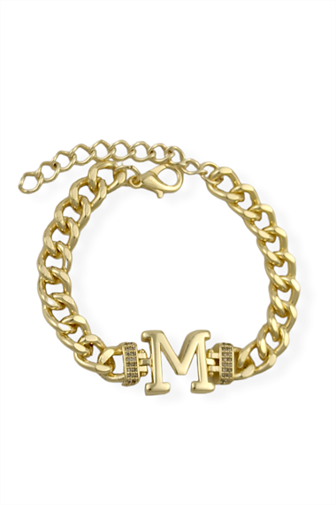 Premium M Harf Bileklik Zirkon Taş