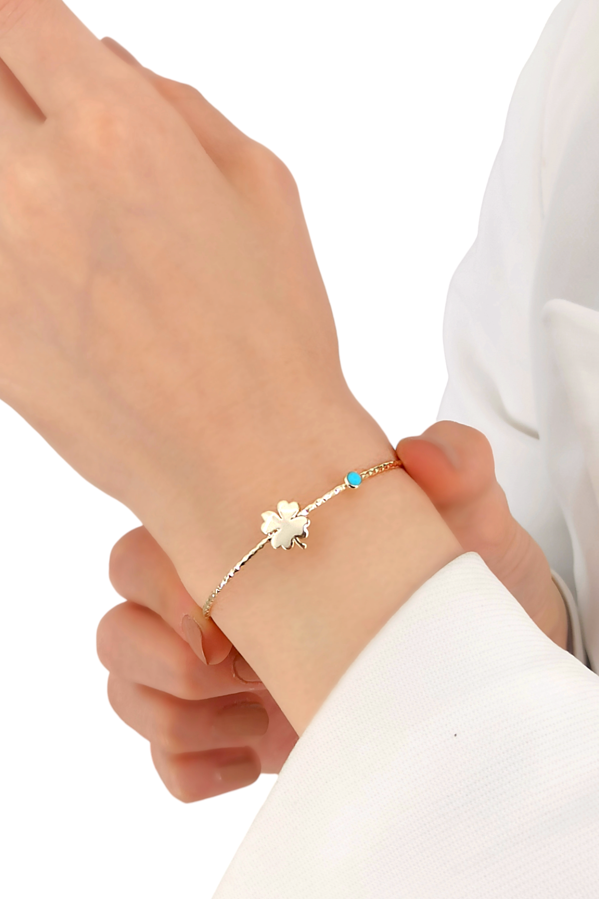 Premium Mavi Taş Yonca Bileklik