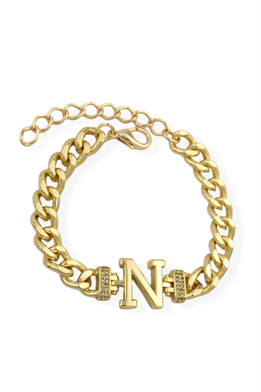 Premium N Harf Bileklik Zirkon Taş