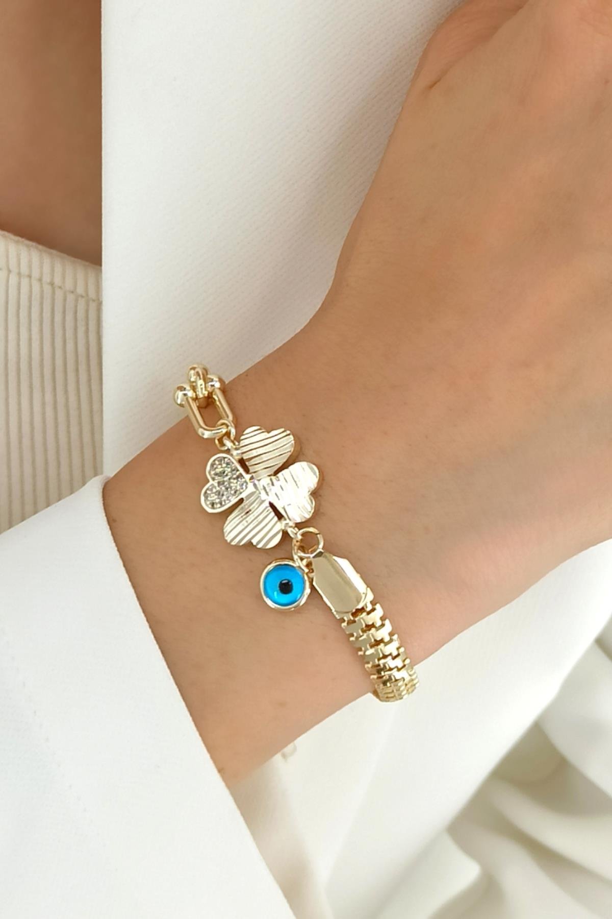 Premium Nazar Boncuk Yonca Bileklik
