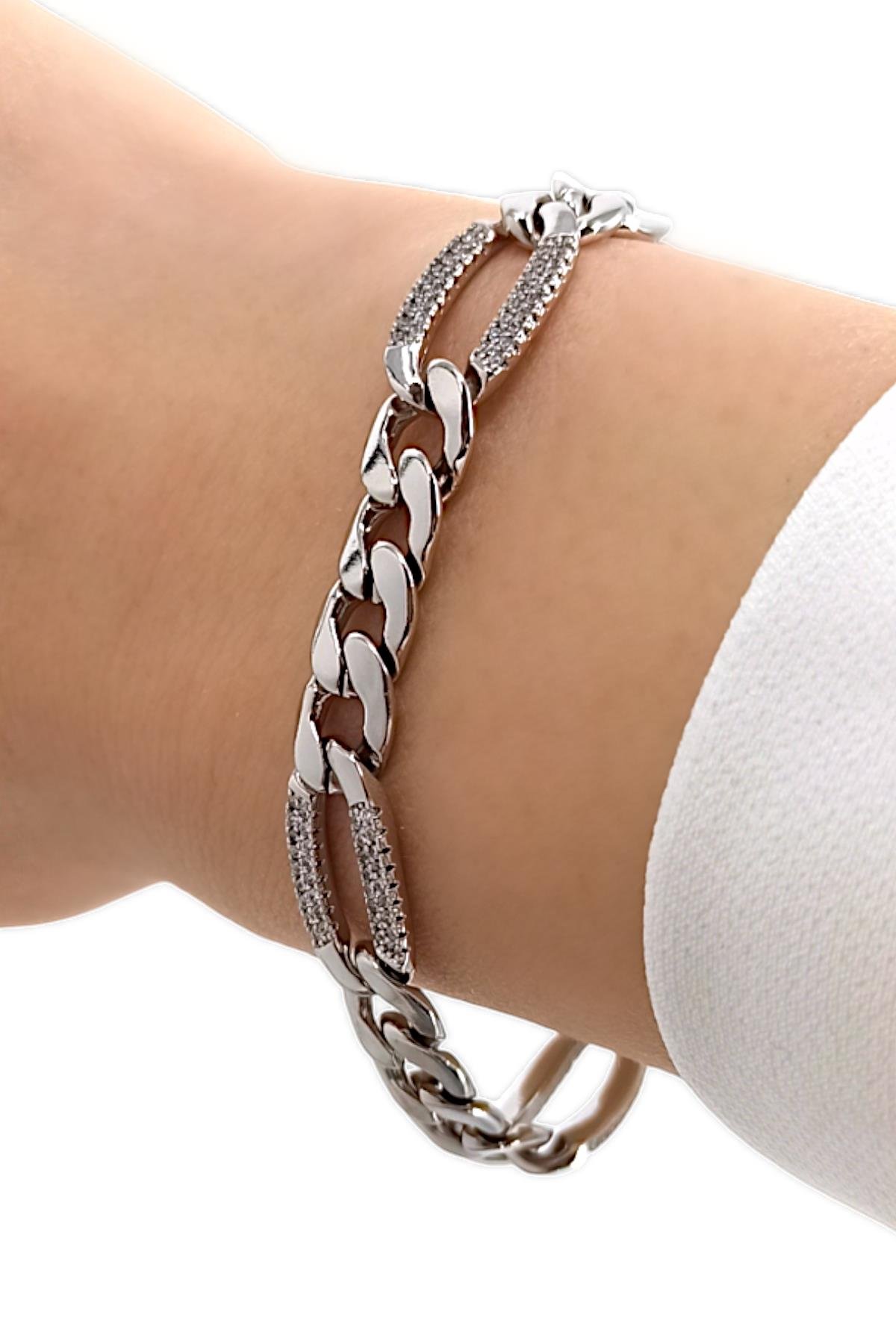 Premium Özel Seri Xuping Renk Atmaz Taşlı Klasik Zincir Bileklik