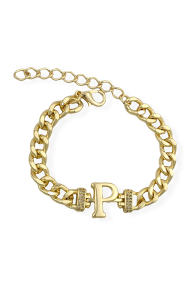 Premium P Harf Bileklik Zirkon Taş