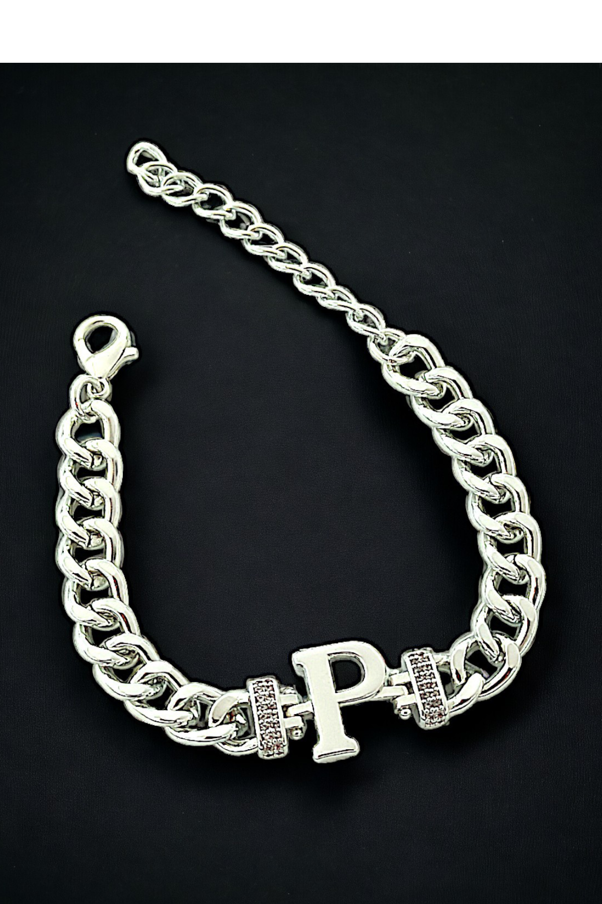 Premium P Harf Bileklik Zirkon Taş