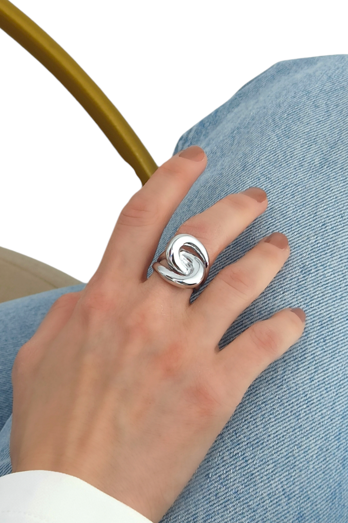 Premium Plaka Bombeli Düğüm Yüzük