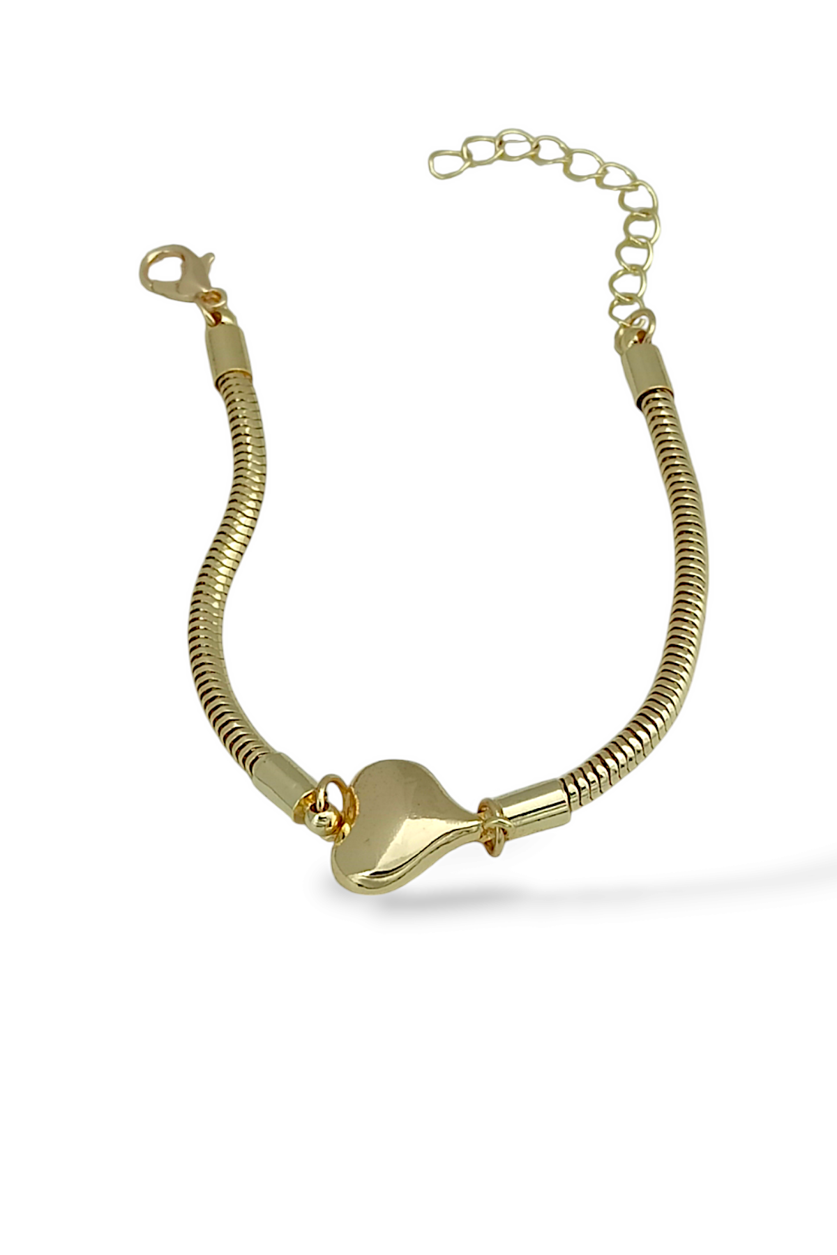 Premium Plaka Kalp Yılan Zincir Bileklik