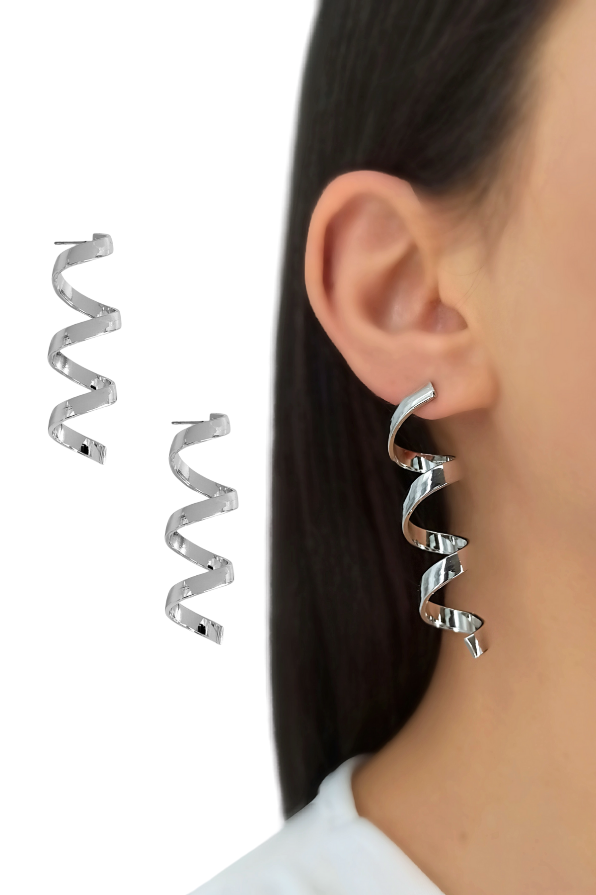 Premium Plaka Kıvrımlı Küpe