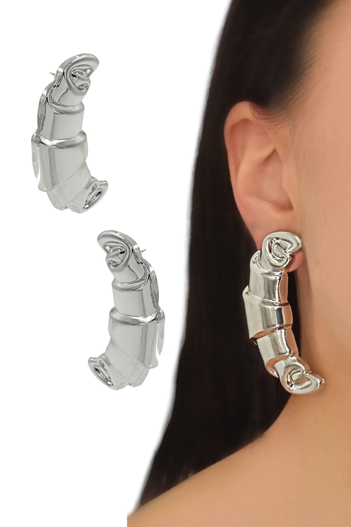 Premium Plaka Kruvasan Küpe