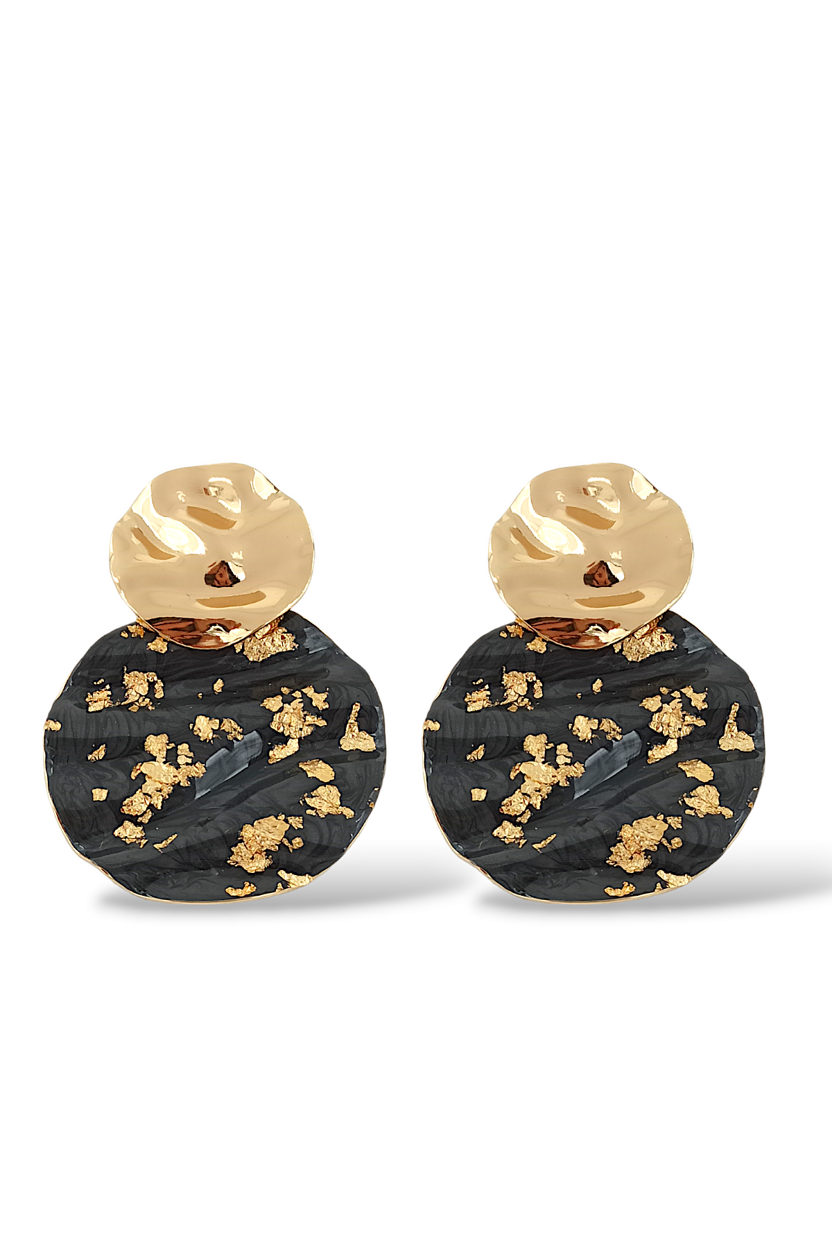 Premium Plaka Sedefli Yuvarlak Küpe 