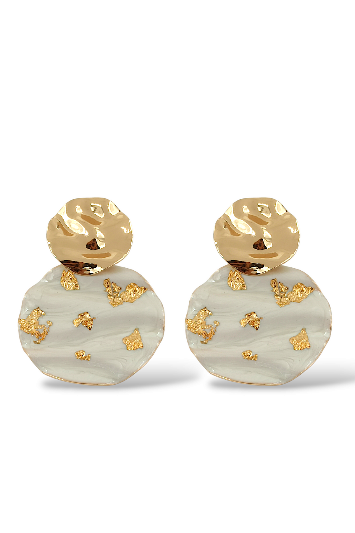 Premium Plaka Sedefli Yuvarlak Küpe 