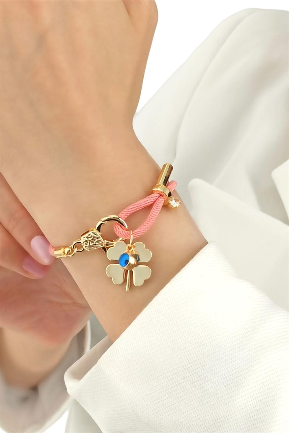 Premium Plaka Yonca İp Bileklik