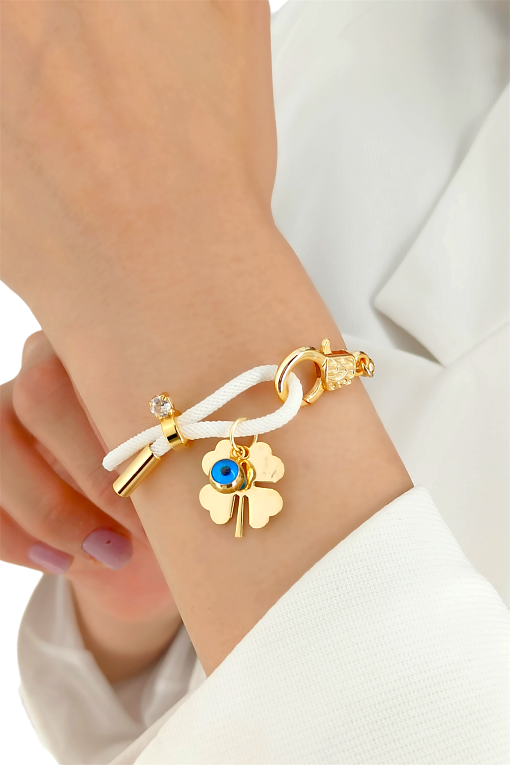 Premium Plaka Yonca İp Bileklik