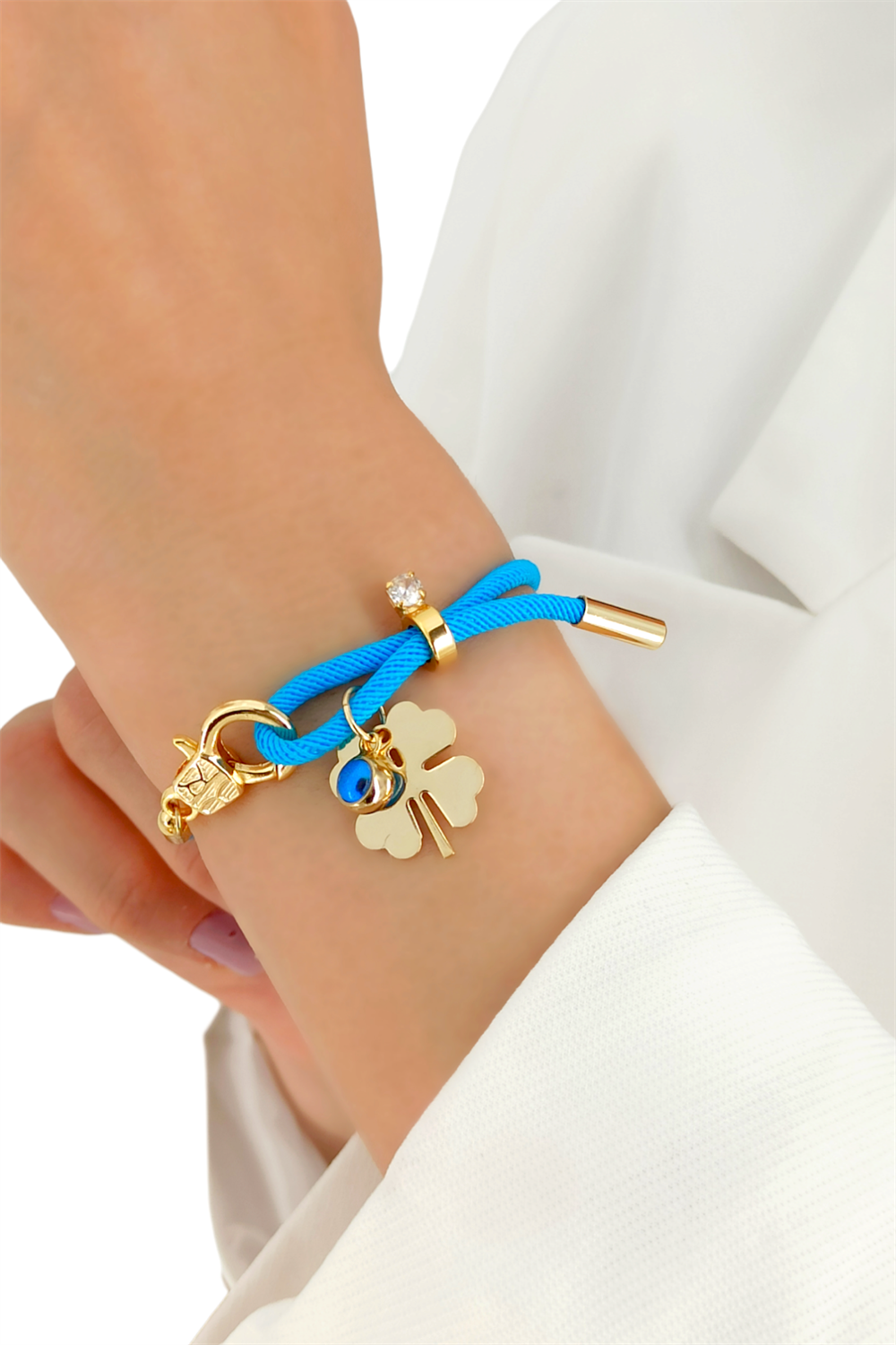 Premium Plaka Yonca İp Bileklik