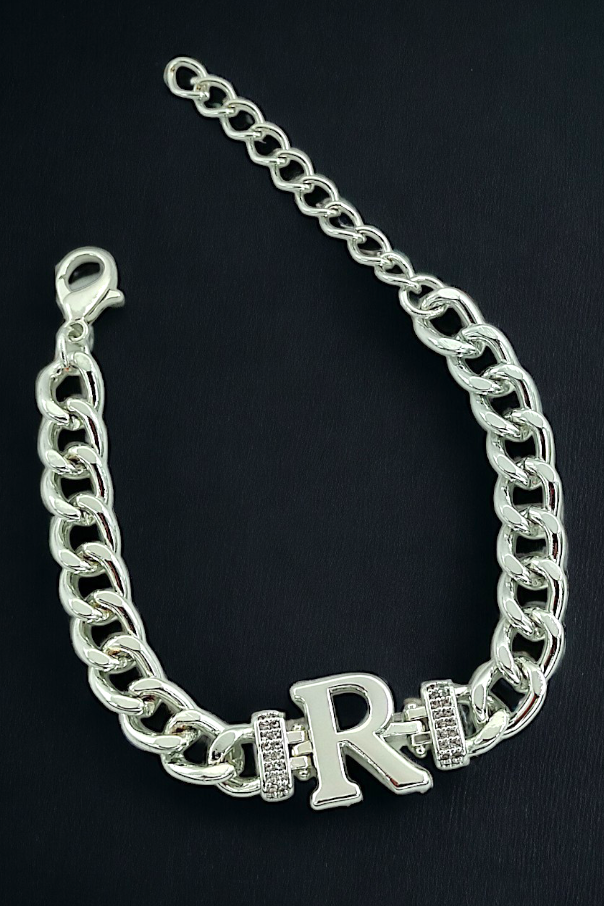 Premium R Harf Bileklik Zirkon Taş