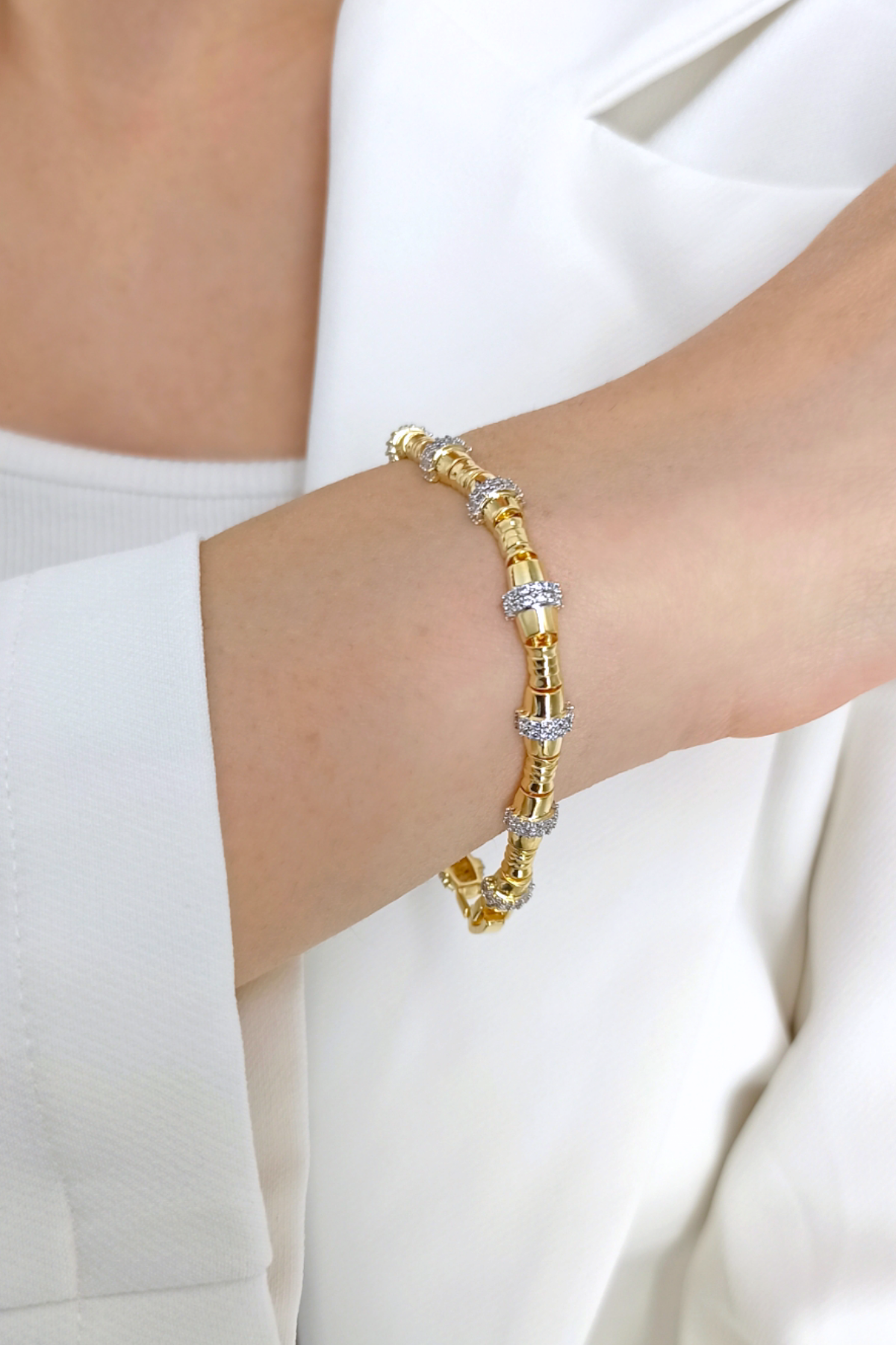 Premium Renk Atmaz İki Renk Altın Kaplama Bileklik