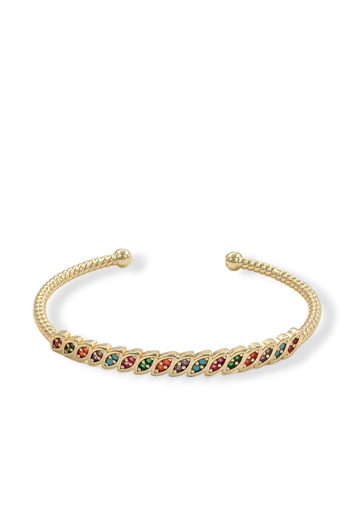 Premium Renkli Taşlı Burgu  Kelepçe Bileklik