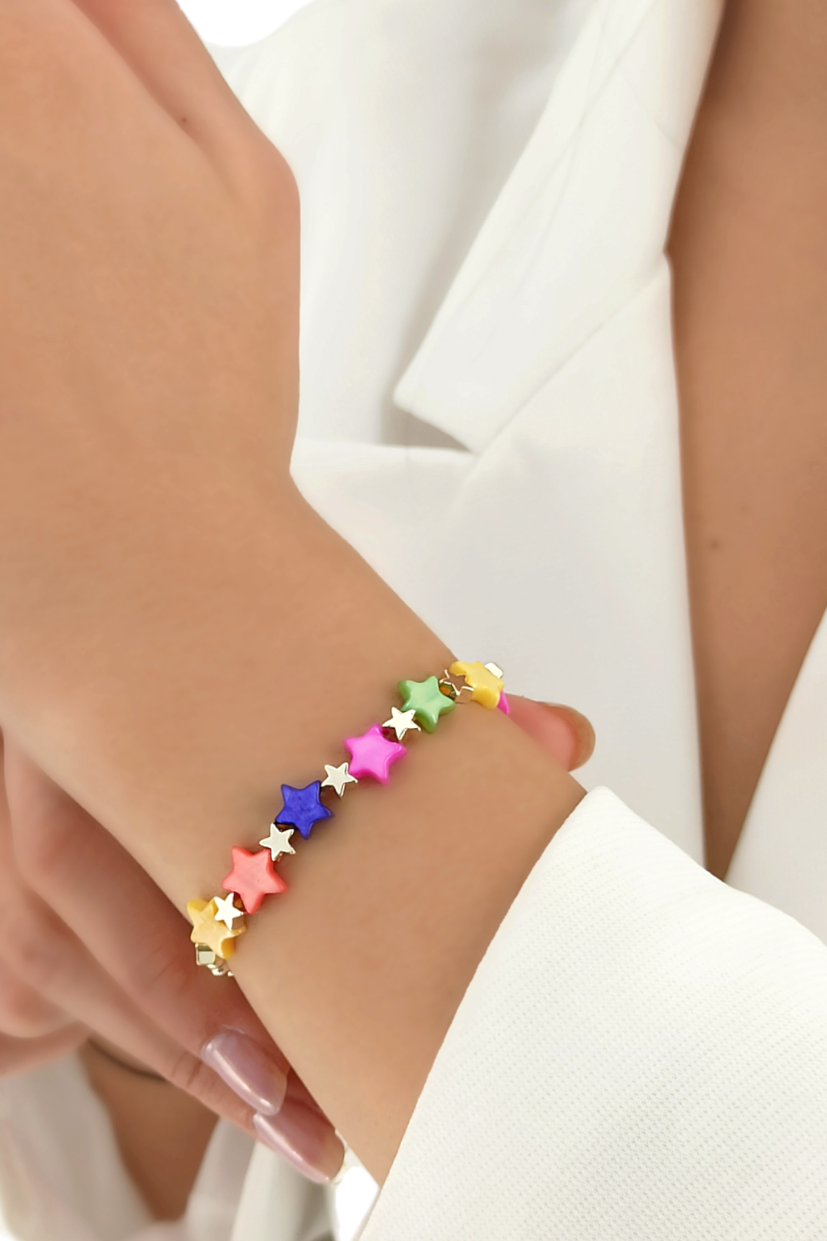 Premium Renkli Yıldızlı Boncuk Bileklik 