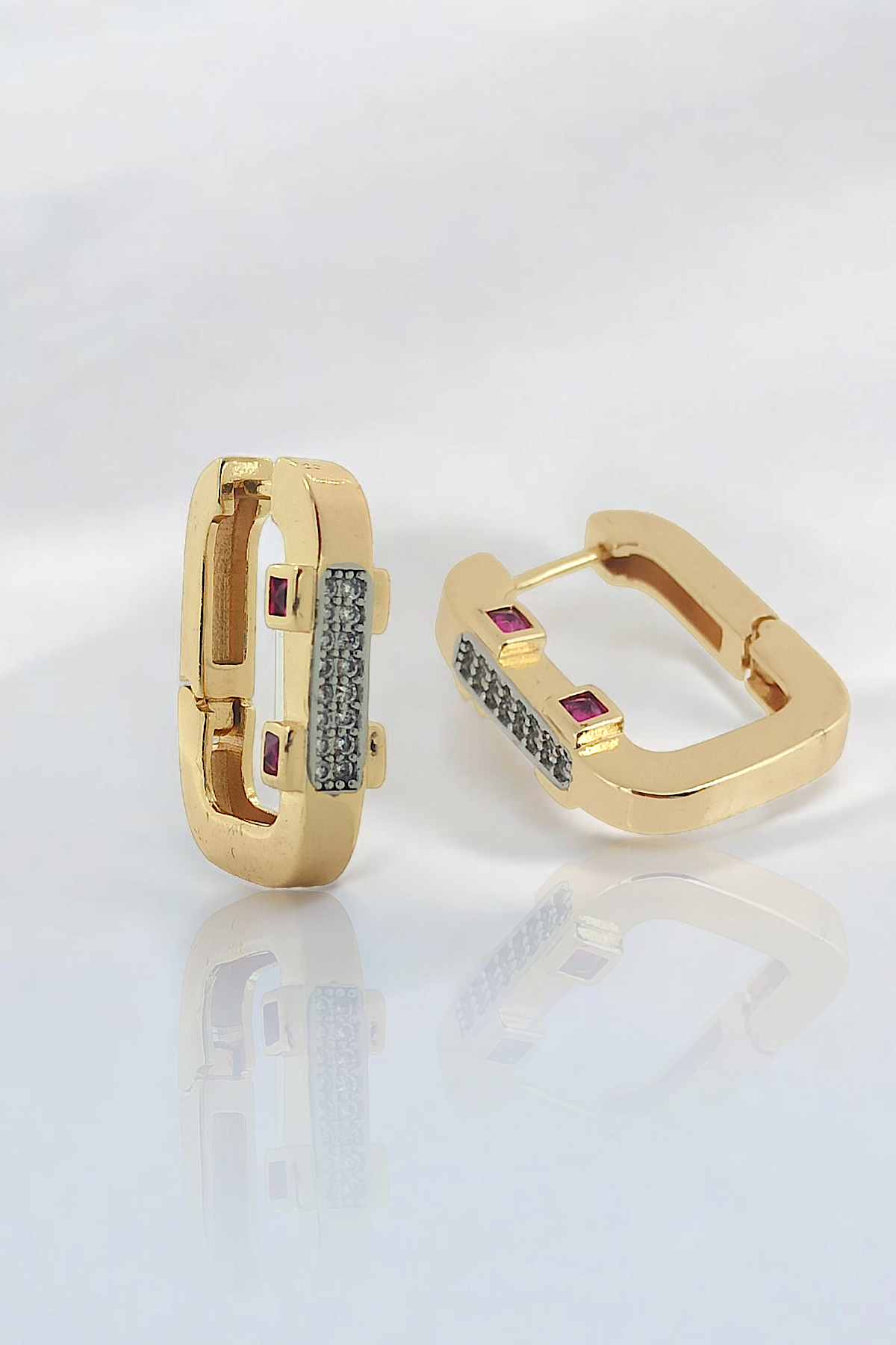 Premium Serenay Küpesi Kırmızı Taş Leyla Lüpe