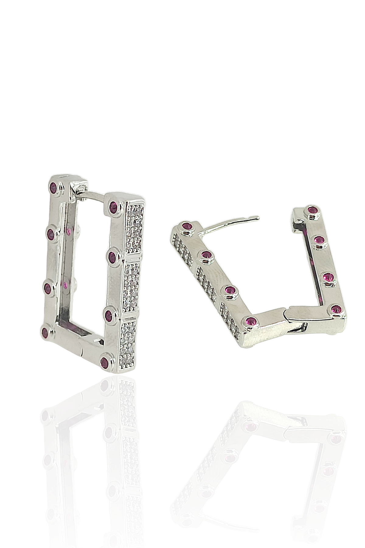 Premium Serenay Küpesi  Leyla Küpesi Kırmızı taşlı Küpe