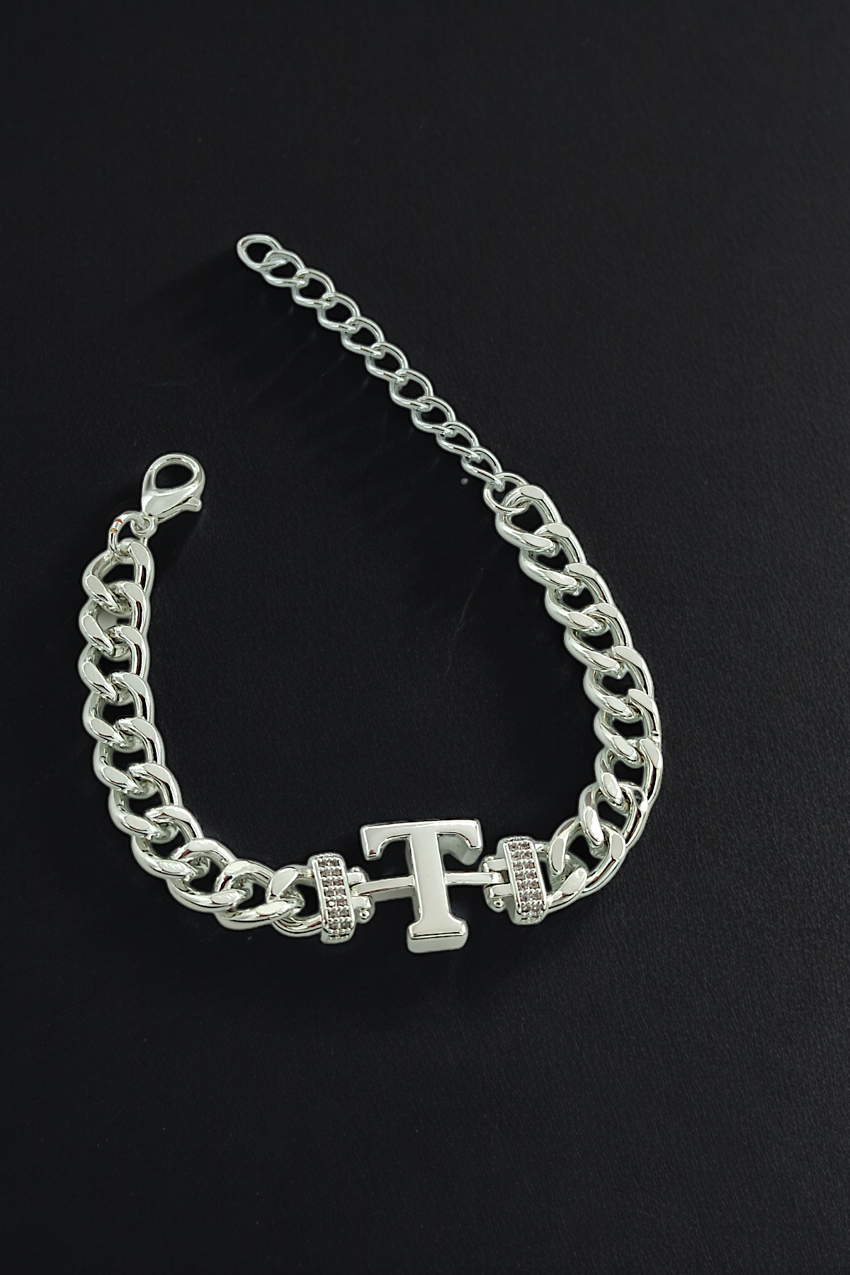 Premium T Harf Bileklik Zirkon Taş