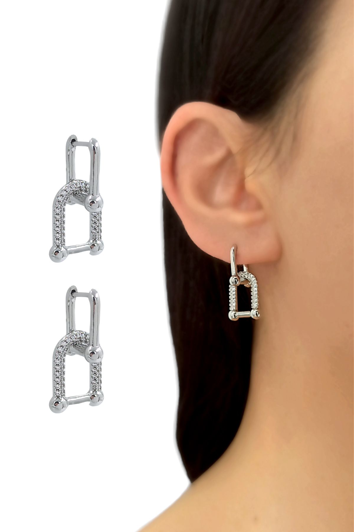 Premium Taşlı Geçmeli Küpe