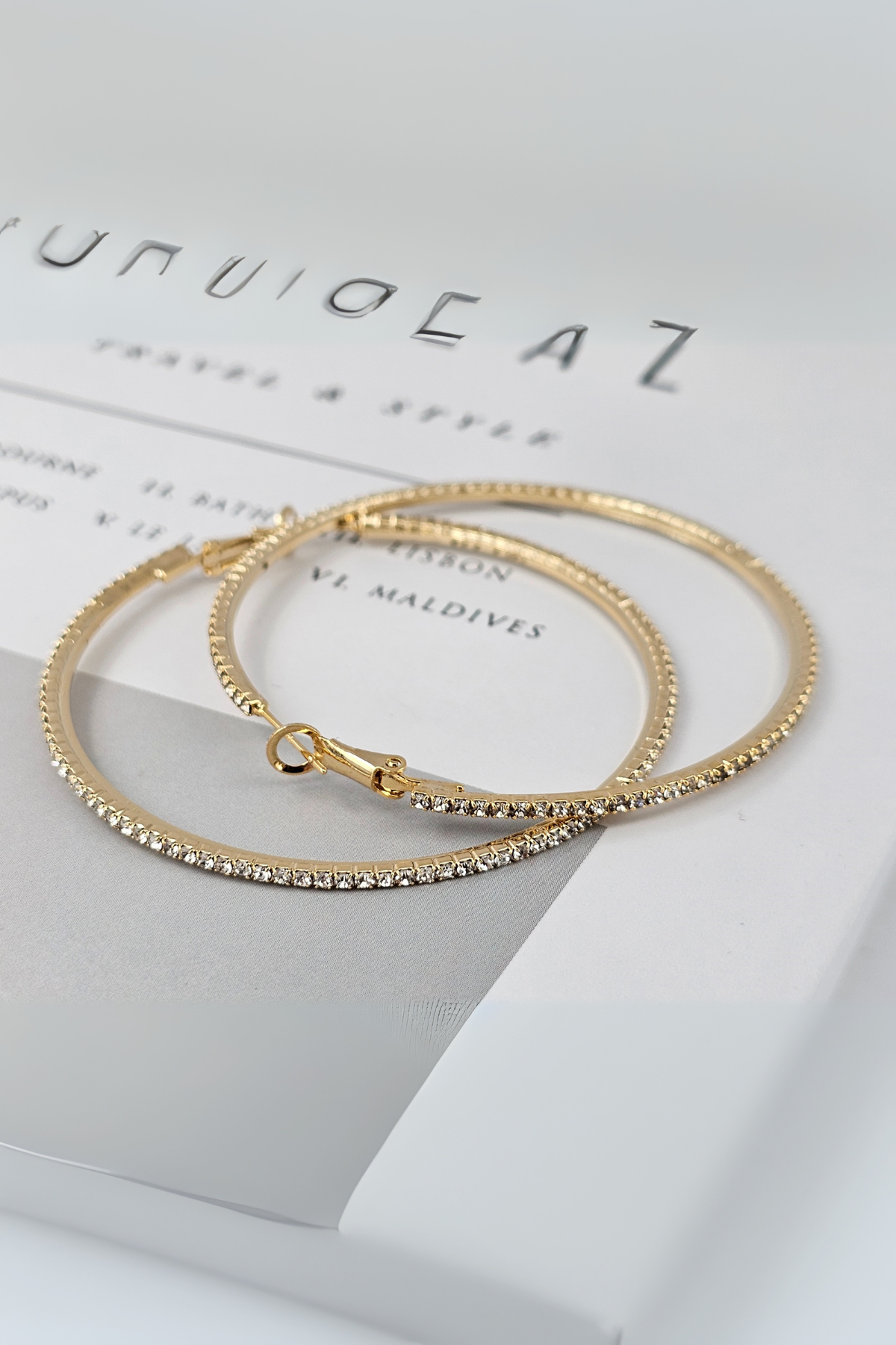 Premium Taşlı Halka Küpe Tamtur Halka Küpe 30 mm