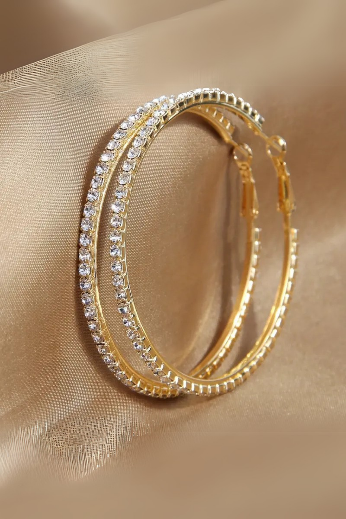 Premium Taşlı Halka Küpe Tamtur Halka Küpe 30 mm