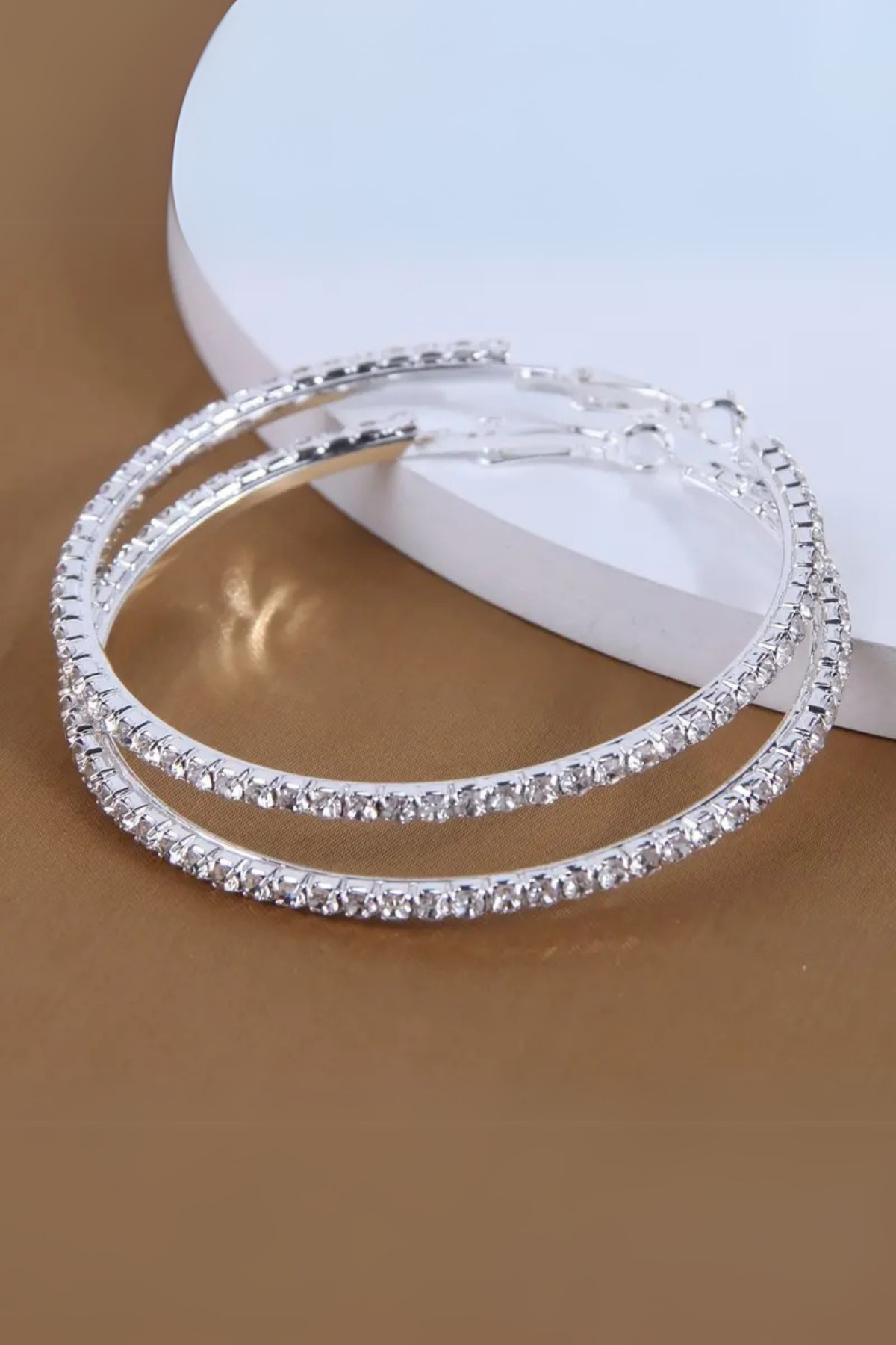 Premium Taşlı Halka Küpe Tamtur Halka Küpe 50 mm