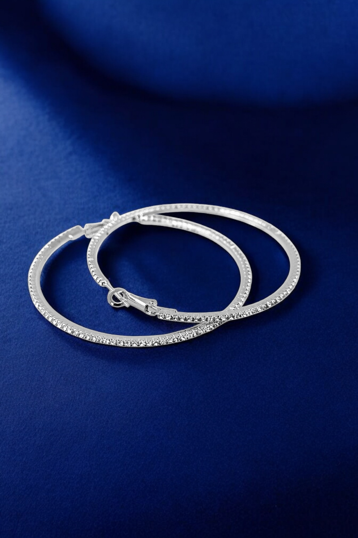 Premium Taşlı Halka Küpe Tamtur Halka Küpe 30 mm