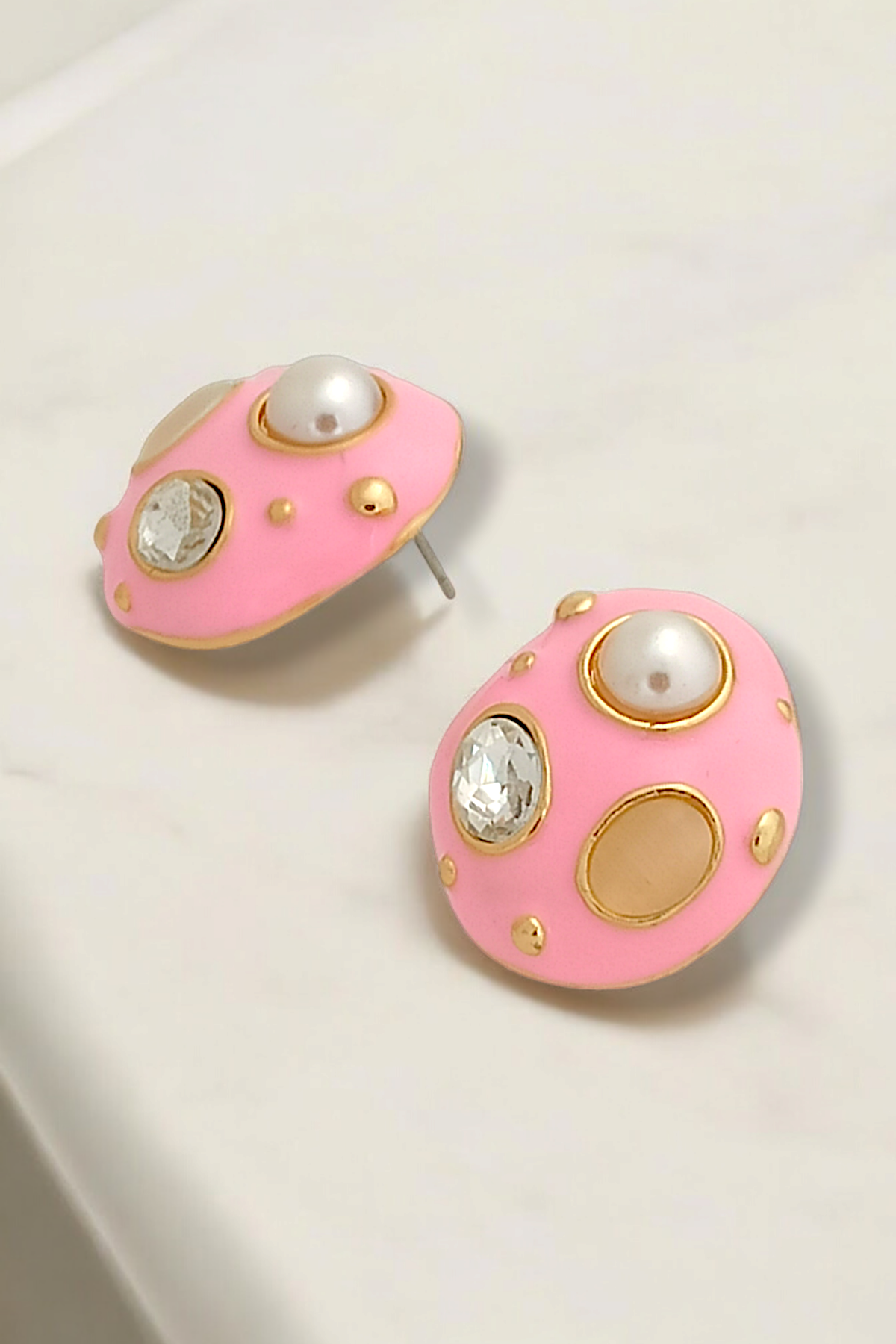 Premium Taşlı İnci Detay Plaka Küpe