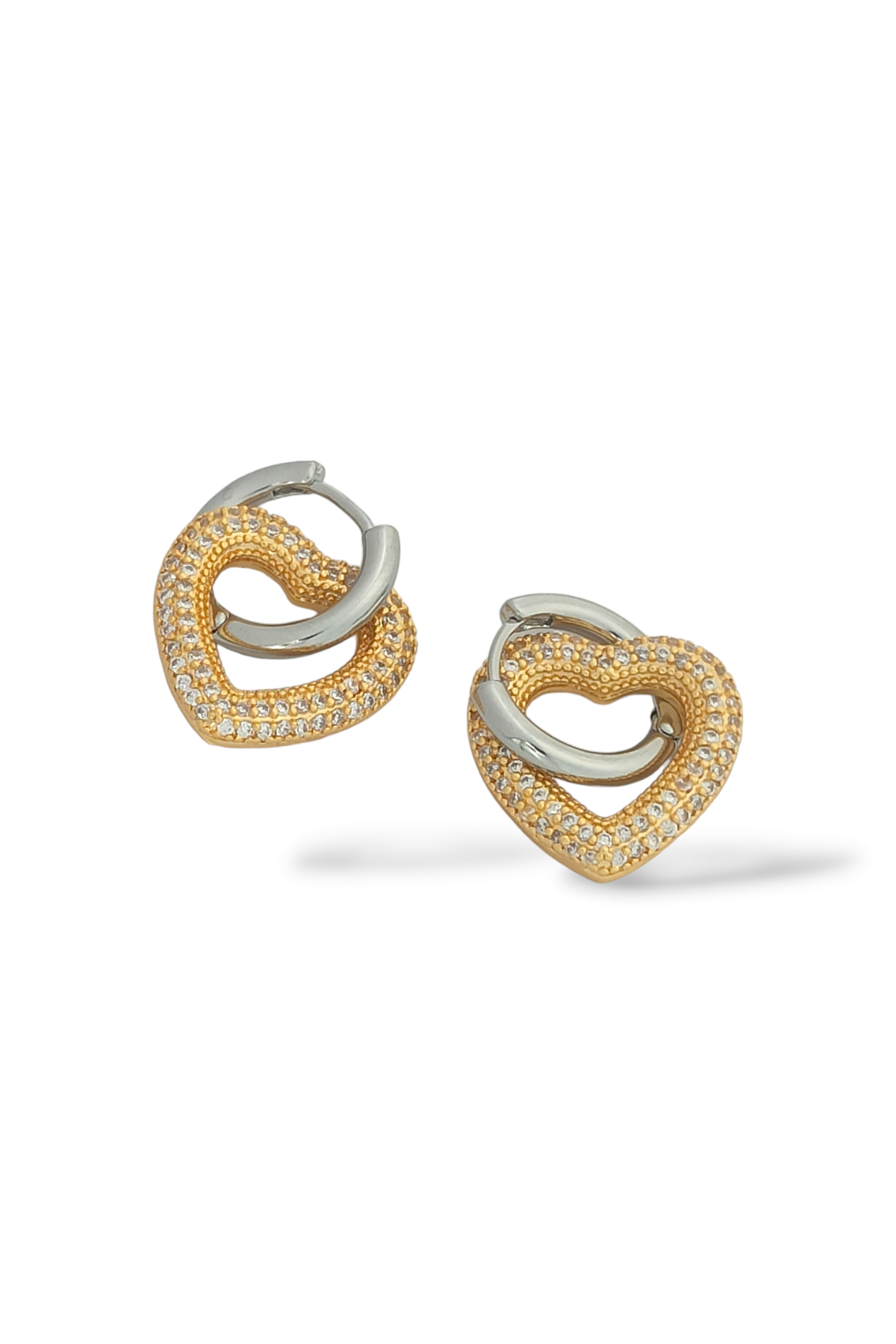 Premium Taşlı Kalp Küpe