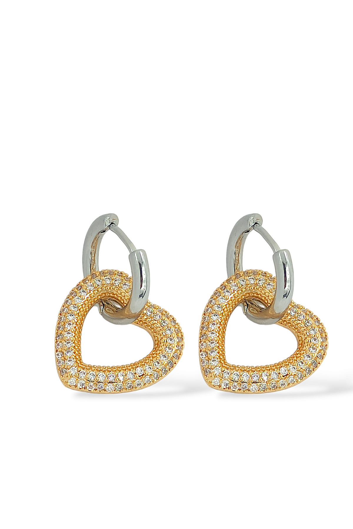 Premium Taşlı Kalp Küpe