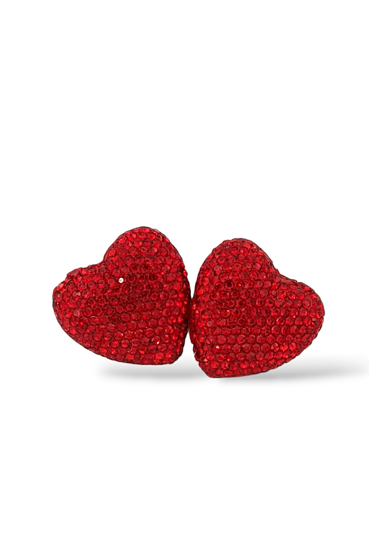 Premium Kalp Küpe Full Taşlı Bombeli Kalp Küpe