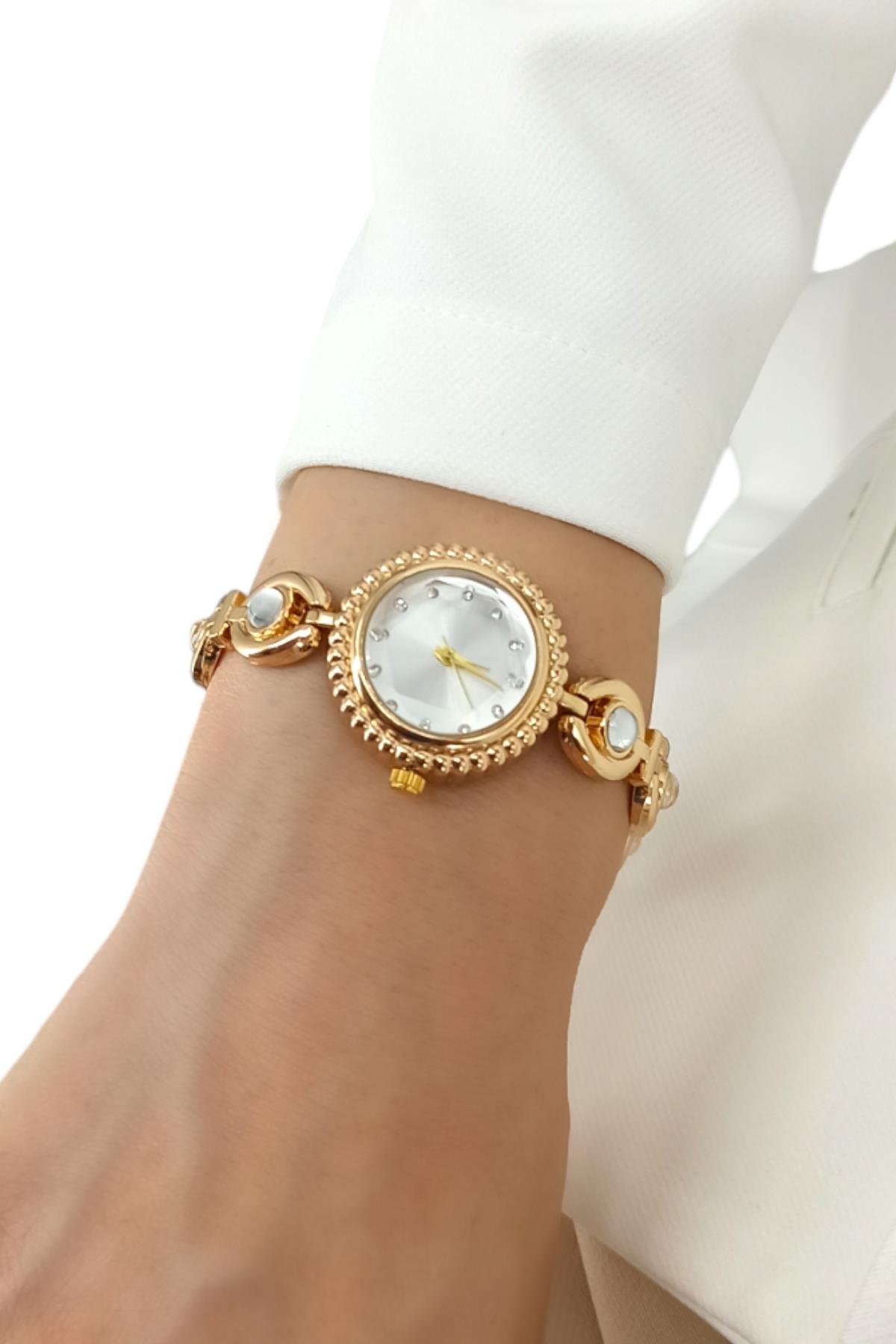 Premium Taşlı Kordon Lazer Kesim Kadran Saat