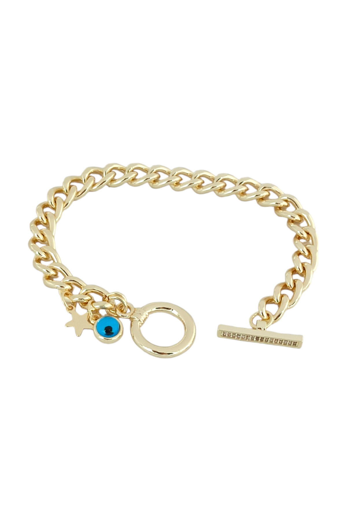 Premium Taşlı Nazar Boncuk Önden Kilit Bileklik