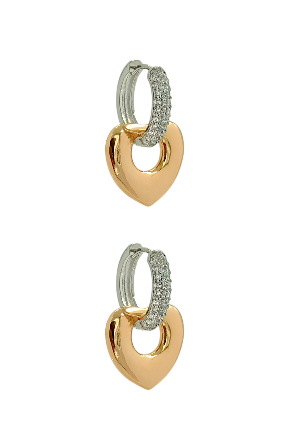 Premium Taşlı Plaka Kalp Küpe