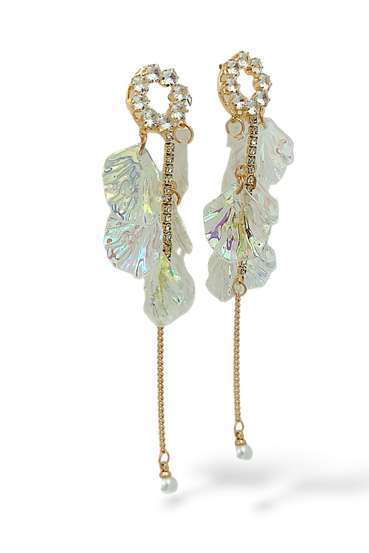 Premium Taşlı Sallantılı İnci Detay Yaprak Küpe