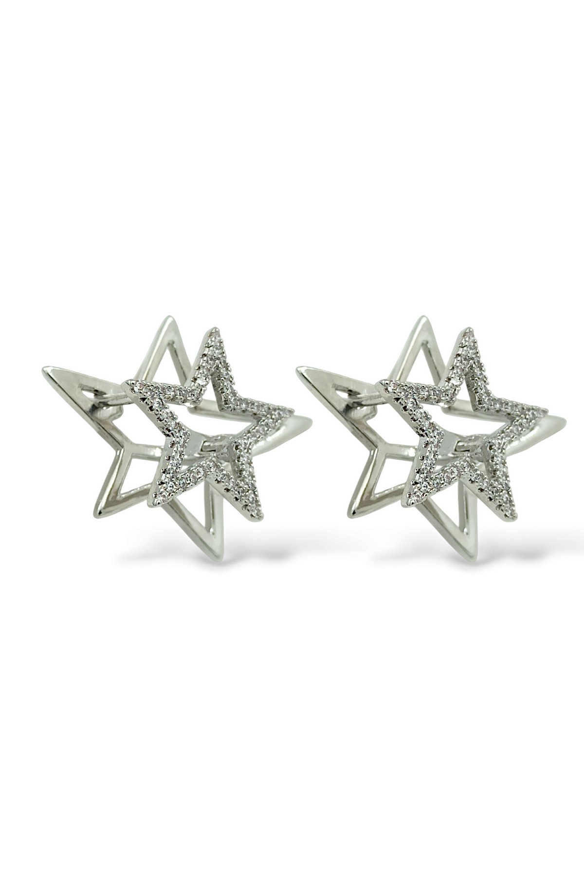 Premium Taşlı Ü ç Boyutlu Yıldız Küpe