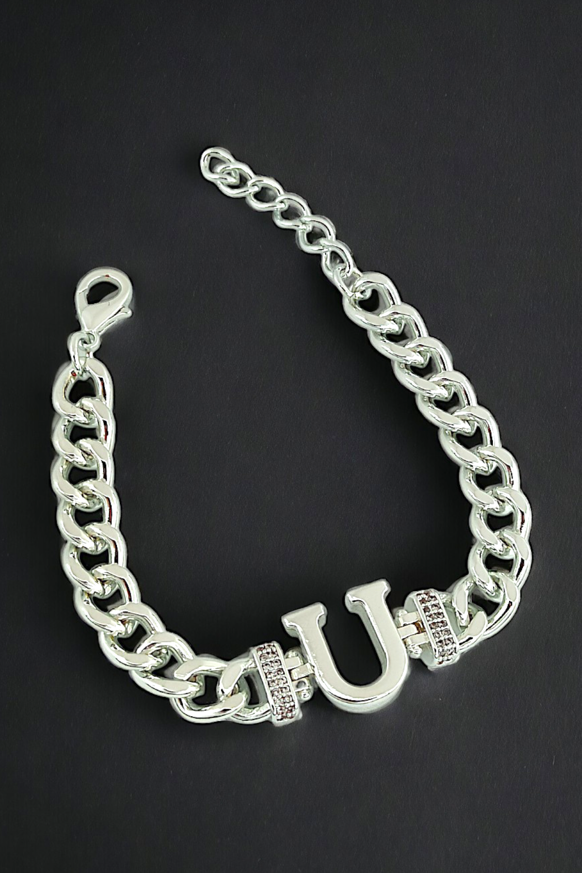 Premium U Harf Bileklik Zirkon Taş