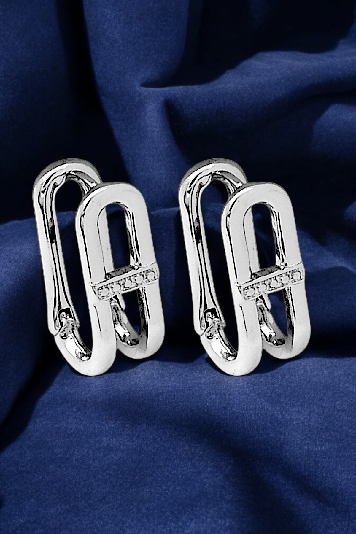 Premium Üç Boyut Zincir Klips Küpe