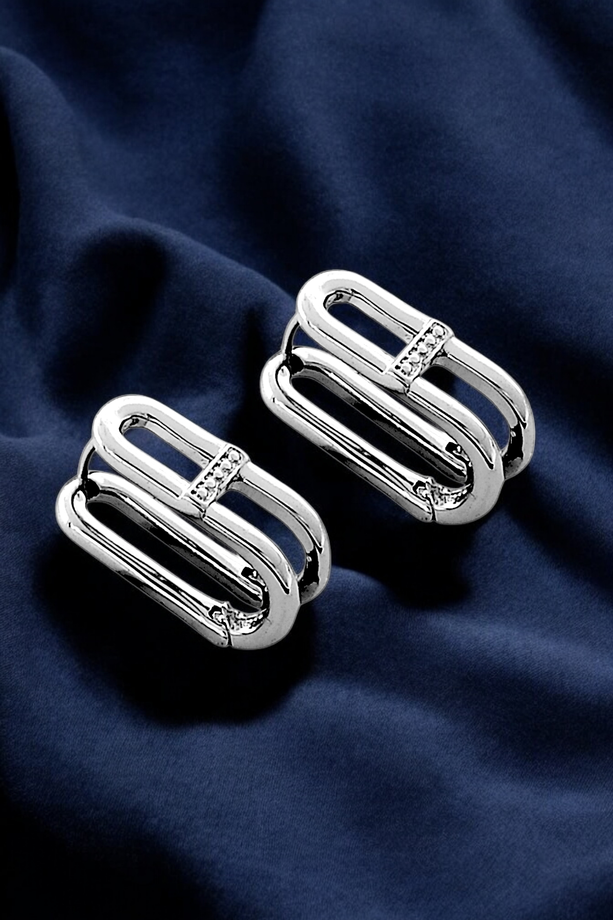 Premium Üç Boyut Zincir Klips Küpe