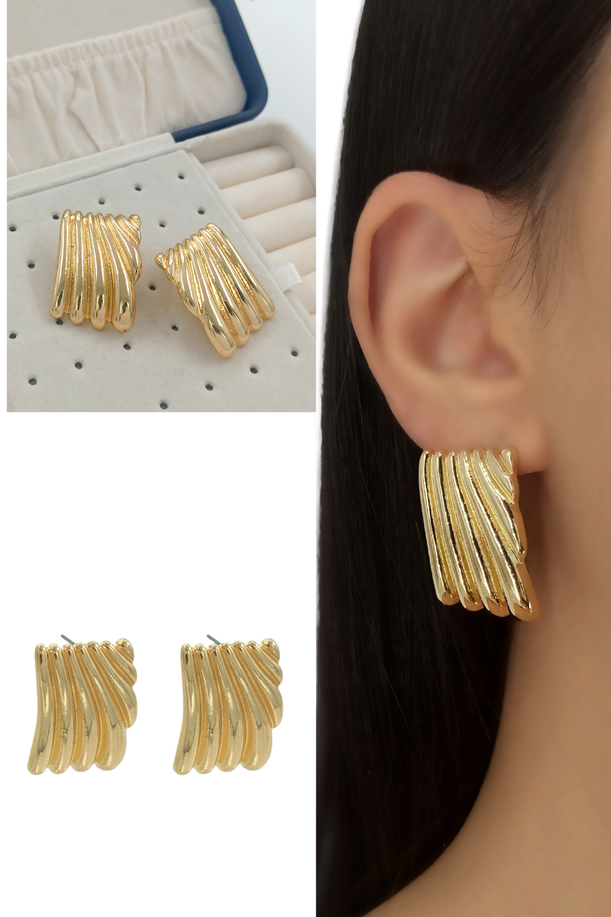 Premium Üç Boyutlu Kare Küpe