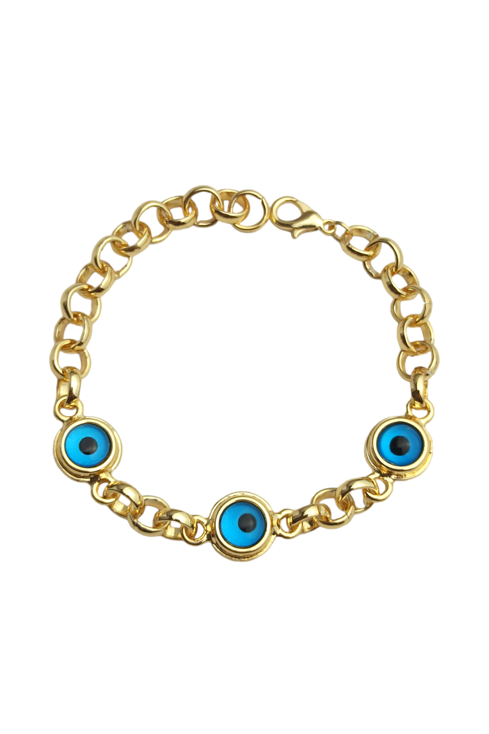 Premium Üç Sıra Kalın Nazar Boncuklu Bileklik